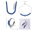 Vue détaillée d'une parure en zircon bleu avec dimensions du collier et du bracelet - Couleur Argent Zirconia Bleu (ZT0004-10)