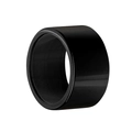 Macro shot of 12mm wide black mirror-polished metal ring band for men with smooth edges - US 5 / Black