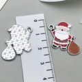 Christmas Santa Claus enamel alloy pendant showing front and back views with ruler - Santa Claus 23x23mm