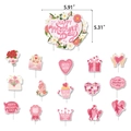 16-teiliges Muttertags-Deko-Set mit floralen Herzen und rosa Cupcake-Toppern für Partys - Blumen Kuchenaufsatz Set