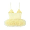 Women's pale yellow spaghetti strap top featuring a layered tulle peplum hem and corset bodice - XS / Lemon Yellow