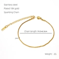Detailansicht der 18K vergoldeten Edelstahlkette mit 2 mm Breite und verstellbarem Verschluss - 19.5+6.5cm / Gold