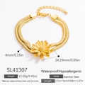 Bracciale a catena serpente 4mm in acciaio inossidabile con ciondolo a margherita - Stile Margherita (SL41307) / Placcato Oro 18K
