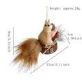 Hanging squirrel Christmas ornament with pine cones and berries on wood base, 13x9x5cm - Style D Sitting Squirrel on Wood Pendant