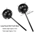 Large black inflatable spiked mace toy, 71cm total length with 24cm diameter head - Large Round Ball Spiked Mace with Handle / Round Spiked Mace (Large Ball)