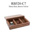 Portable walnut wood jewelry box with three slots and brown velvet lining for rings - 3 Slots Brown Velvet (RB520-C7)