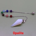 Teardrop opalite pendulum pendant with seven chakra stones on a silver chain - Opal