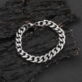 Classico bracciale a catena cubana da 11mm in acciaio inossidabile argento per uomini - 9 pollici / Color Acciaio