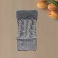Winter faux fur trim grey cable knit arm warmers for women's outdoor thermal wear - Cable Knit Grey