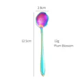 Rainbow stainless steel coffee spoon with plum blossom shape and 12.5cm handle - Iridescent Plum Blossom