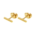 Minimalist 18K gold bar stud earrings with butterfly backings for daily wear - Cylinder