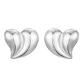 Close-up of two-tone heart earrings in 18K gold plated stainless steel with brushed finish - Left-Right Heart Steel (MS-497)
