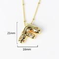 Detail view of gold letter F pendant necklace with pavé zircon stones and 21mm size - Letter F(XED218)