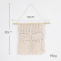 Handwoven cream white bohemian wall hanging tapestry with tassels, 50x80cm cotton macrame - 50*80cm