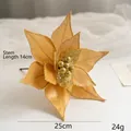 Golden 25cm artificial poinsettia Christmas flower decoration with glitter petals - Diameter 25cm / Gold