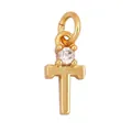 Gold plated copper letter T pendant with a sparkling white zircon stone inlay - Single Stone Letter T