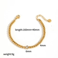 Detail eines 18k vergoldeten Armbands mit Zirkonia-Herz und Stahlperlen-Kette - Runder Zirkonia-Perlen-Stil (TB5156-RD)