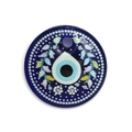 Blue glass Evil Eye pendant with floral pattern and 30mm round DIY jewelry charm - Style 11