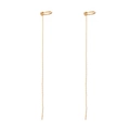 Elegant long tassel gold chain drop earrings with C-shaped hoop and minimalist sleek design - Minimalist Gold Tone Ear Threaders (KC Gold K-1419)