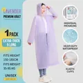 Reusable lavender purple EVA raincoat for adults with snap closure and elastic cuffs - Lavender Purple