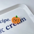 Cute orange pumpkin acetate hair claw clip with smiling face and green stem detail - 4# Pumpkin