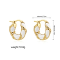 Pendientes de aro bañados en oro de 18K con esmalte blanco y micro incrustaciones de circón - Blanco