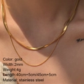 Collana a doppio strato in acciaio inossidabile dorato con catena a serpente e maglia - Catena a Serpente a Doppio Strato