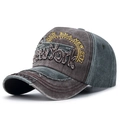 Vintage gewaschene New York Baseballkappe in Grau mit Stickerei im Distressed-Stil - Braun Vorne Dunkelgrün Körper