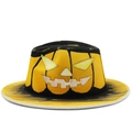 Chapeau Fedora Halloween en feutre jaune avec motif citrouille et larges bords - M (56-58cm) / Citrouille