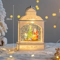 White vintage Christmas snow globe lantern with Santa Claus and sparkling sequins decor - Cream White - Santa and Girl