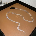Catena per capelli in argento a doppia fila di strass con clip a becco d'anatra nera - Catena per Treccia con Strass (1 pz 2 Fili)