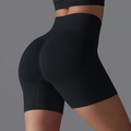 Seamless high-waisted black yoga shorts with peach lift effect for fitness and running - S / Black