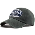Gorra de béisbol vintage de algodón lavado gris oscuro con parche bordado para hombre y mujer - Ajustable / Verde Militar