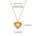 Especificaciones de tamaño para colgante de corazón bañado en oro con nácar incrustado - Estilo 4-Corazón con textura de rayos de sol