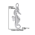 Silver stainless steel seahorse pendant charm with dimensions and weight data - Seahorse / Steel