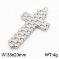 Pendentif croix en acier inoxydable argenté avec texture étagée 38x20mm dimension - Croix à Texture Graduée en Argent (KLJ8411-Z)