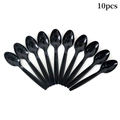 Set of 10 black plastic spoons for graduation party disposable tableware supplies - Black Spoon