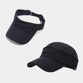 Black 2-in-1 ponytail baseball cap with zipper convertible crown and quick-dry fabric - Adjustable / Navy Blue
