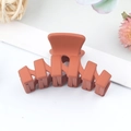 Matte brick red large hair claw clip for high ponytail styling in a minimalist design - Orange
