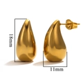 Minimalist 18K gold plated teardrop stud earrings measuring 18mm by 11mm in size - Single Piece / Glossy Gold