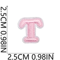 Pink embroidered letter T patch with white border for clothing decoration, size 2.5cm - T (Pink)