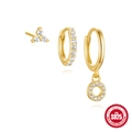 Set orecchini in argento S925 dorato con turchese, opale e cristalli di zircone - Set di 3 Oro #3 (Pendente Cerchio Vuoto)