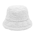 Gros plan sur la texture en laine d'agneau blanche d'un chapeau bob hiver minimaliste - M(56-58cm) / Blanc