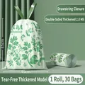 Thickened 45x45cm wormwood scented drawstring trash bags with green floral printing - Double Sided Thickening 2.0 Mil / Wormwood-30 Pcs-45x45cm