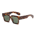 Vintage tortoiseshell square sunglasses with dark green lenses and golden rivets - Tortoise Frame Green Lens
