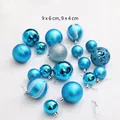 Lot de 18 boules de Noël bleu ciel en finitions mates et pailletées pour décoration - 18 Pièces (6cm*9/4cm*9) / Bleu Ciel