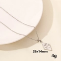 Silver stainless steel necklace featuring a diamond-shaped sun and moon pendant - Silver Rhombus Celestial (S1446-S+N22-S)
