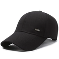 Klassieke zwarte business baseballpet met gebogen rand en metalen logo-plaatje - Verstelbaar / Zwart
