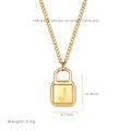 18K gold plated necklace with 14.8mm padlock pendant featuring letter J engraved - Letter J