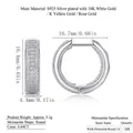 Elegant S925 silver double row moissanite hoop earrings with 18K gold finish - Silver/E13433